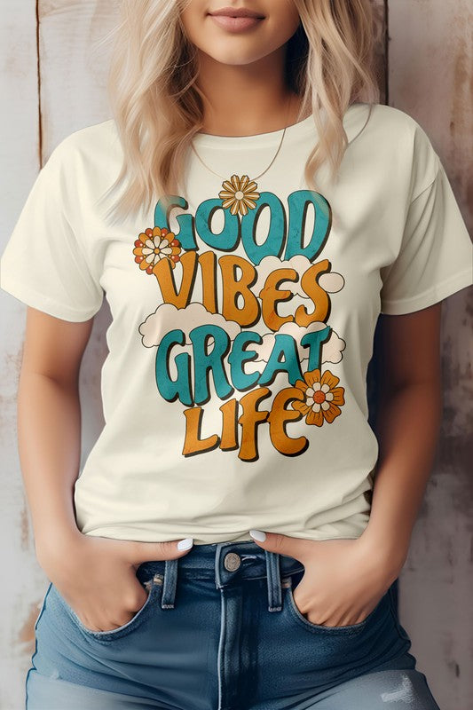 Good Vibes Great Life, Retro Vintage Graphic Tee