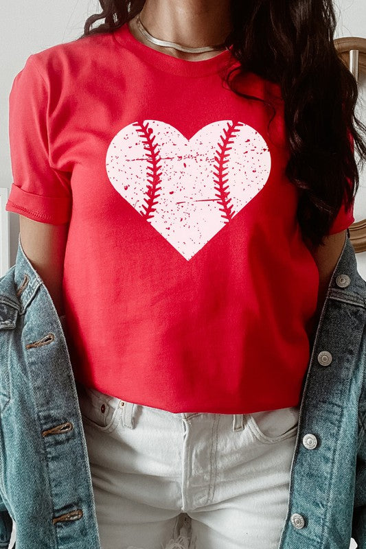 Heart Baseball Season Sports Game Graphic Tee