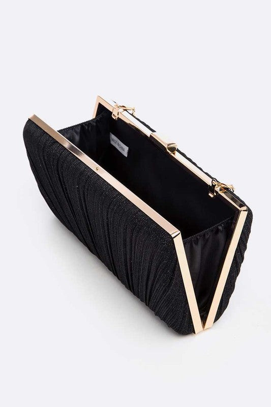 Metallic Pleated Bridal Party Box Clutch