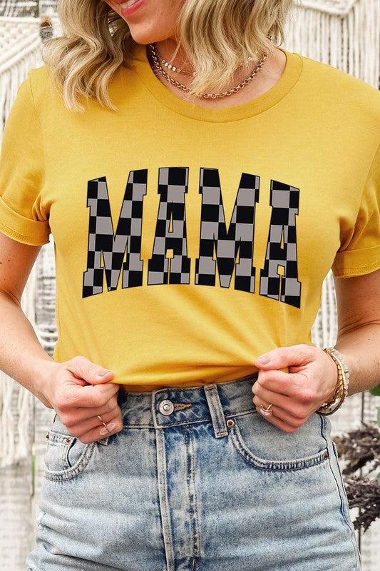 MAMA Checkered Mothers Day Graphic T Shirts