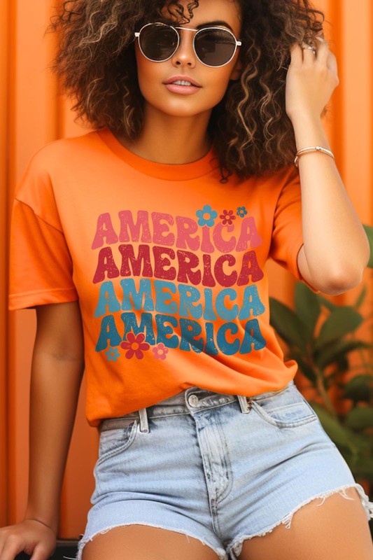 Groovy America USA 4th Of July Graphic T Shirts