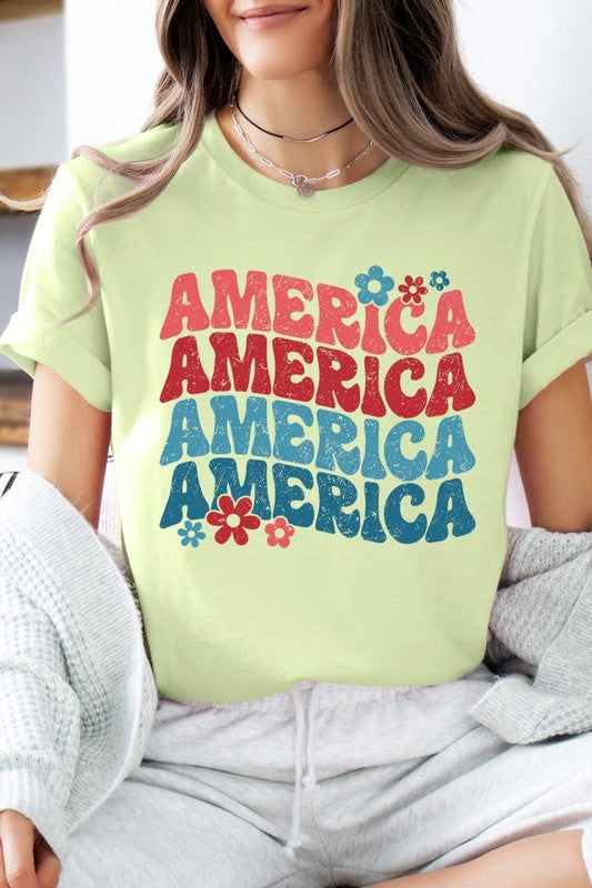 Groovy America USA 4th Of July Graphic T Shirts