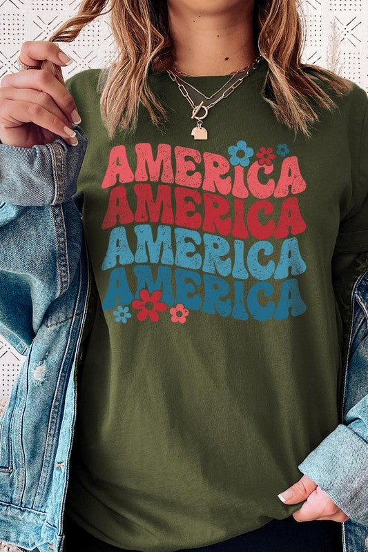 Groovy America USA 4th Of July Graphic T Shirts