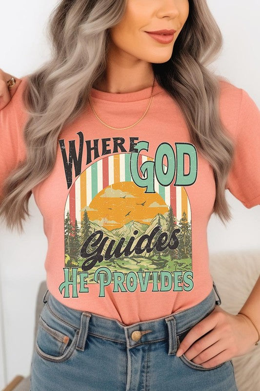 God Guides Provides Christian Graphic T Shirts