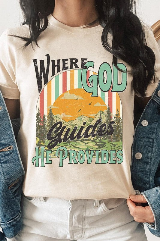 God Guides Provides Christian Graphic T Shirts