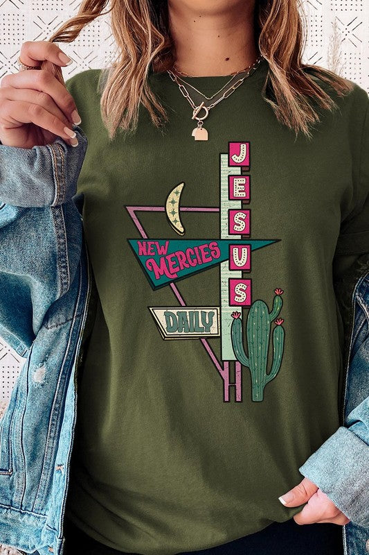 Daily Jesus Motel Sign Christian Graphic T Shirts