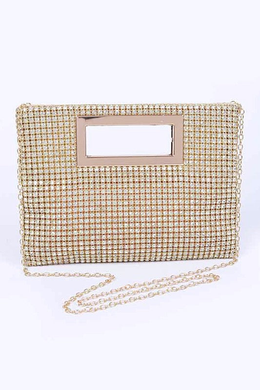 Rhinestone Top Handle Convertible Clutch Bag