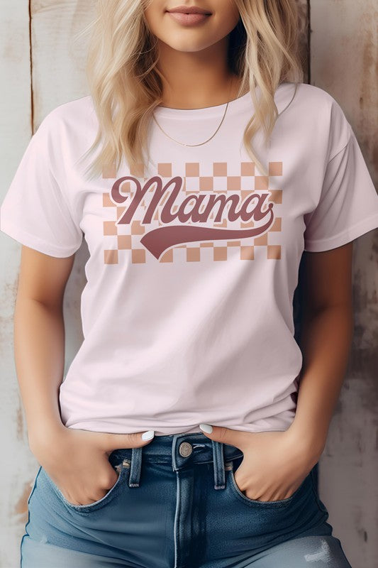 Mama Retro Checkered Graphic Tee