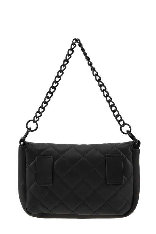 Diamond Quilted Chain Accent Crossbody Bag