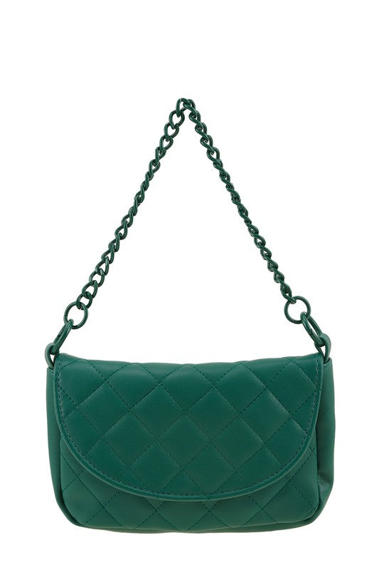 Diamond Quilted Chain Accent Crossbody Bag