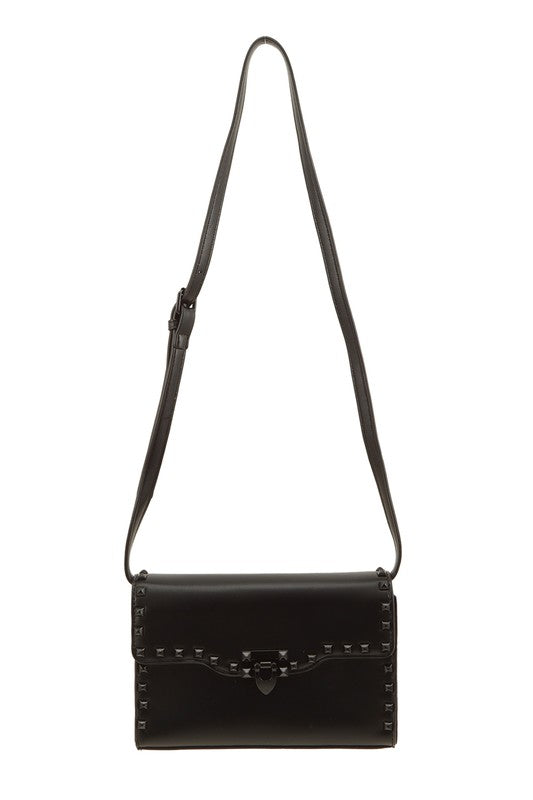 Enamel Stud Accent Crossbody Bag