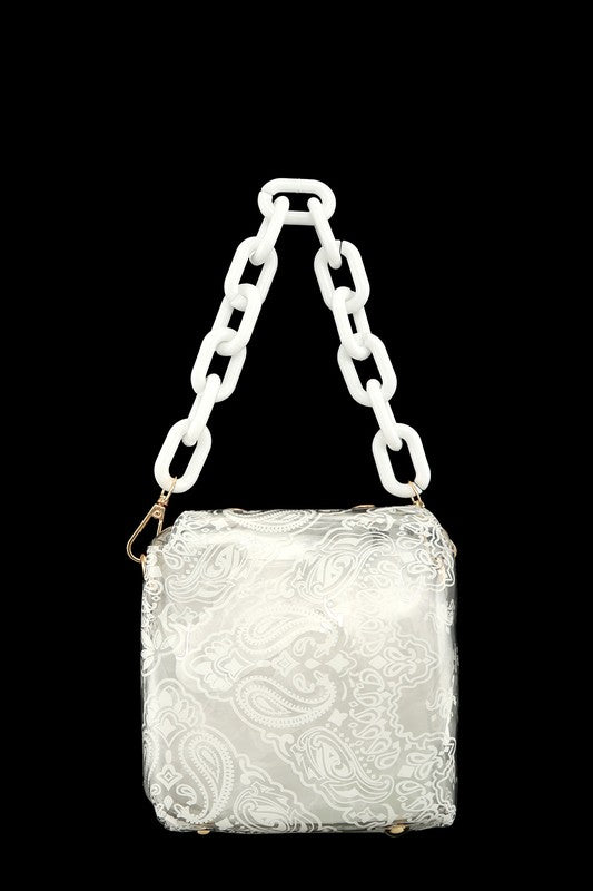 Amoeba Print Transparent Box Shape Bag