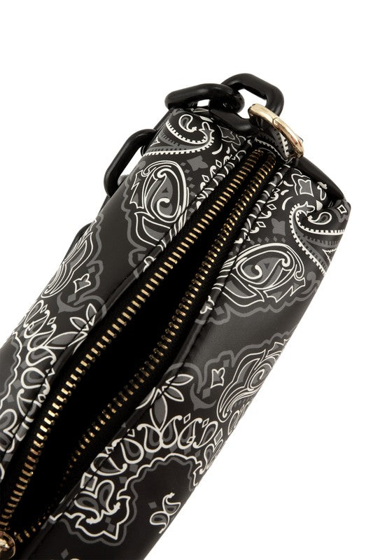 Paisley Print Rectangular Bag with Strap