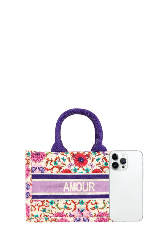 AMOUR Flower Oblique Book Small Tote Bag