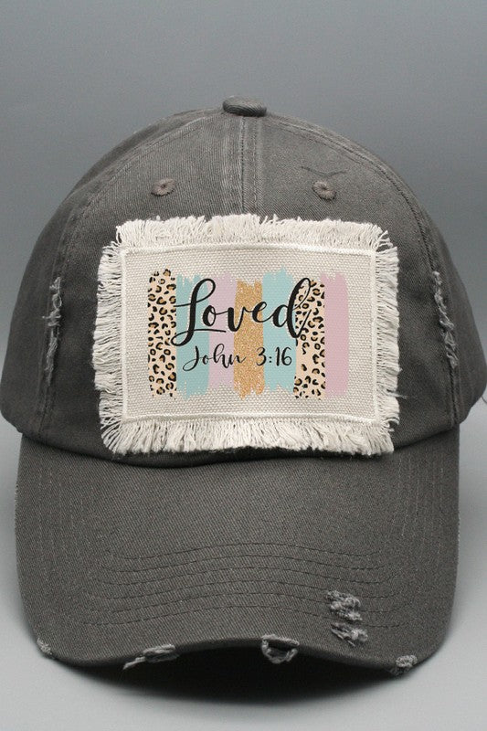 Religious John 3 16 Brush Strokes Patch Hat