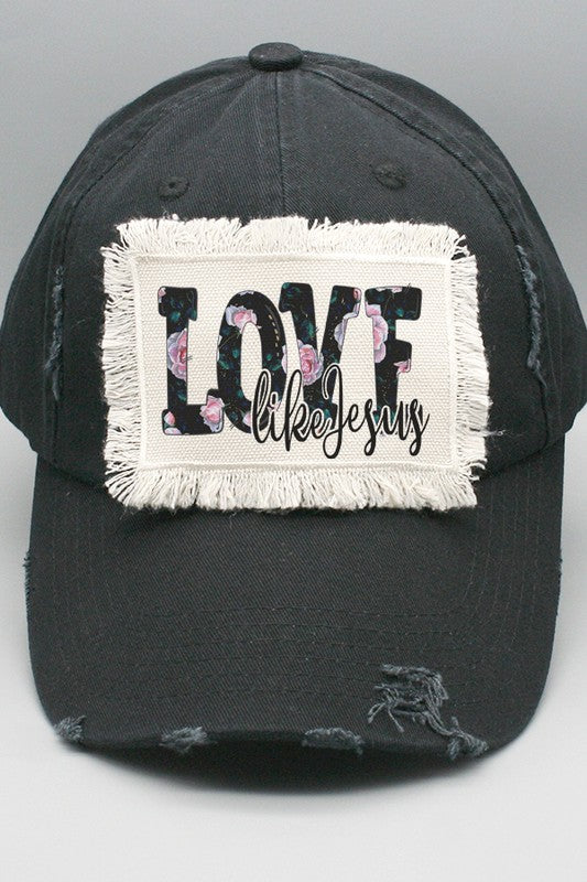 Religious Floral Love Like Jesus Patch Hat