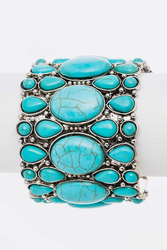 Turquoise Stone Statement Cuff Bangle