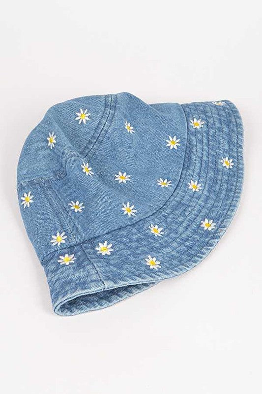 Flowre Embroidered Denim Bucket Hat