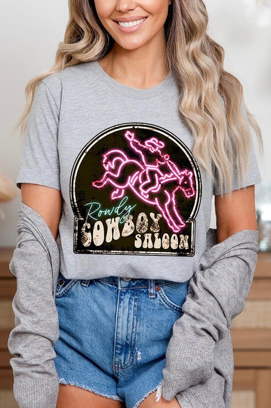 Cowboy Saloon Neon Sign Graphic T Shirts