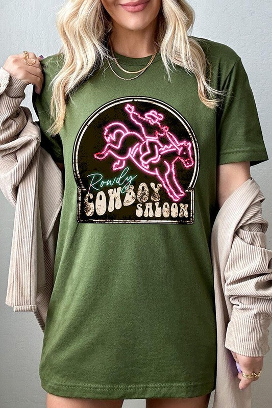 Cowboy Saloon Neon Sign Graphic T Shirts