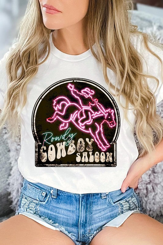 Cowboy Saloon Neon Sign Graphic T Shirts