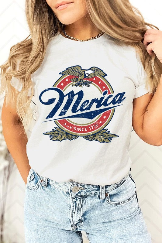 Merica 1776 American Eagle Beer Graphic T Shirts