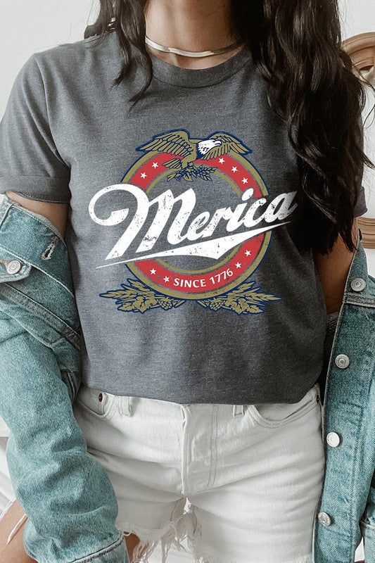 Merica 1776 American Eagle Beer Graphic T Shirts