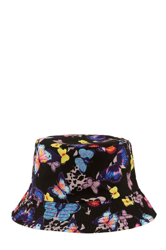 Multi Butterfly Print Bucket Hat