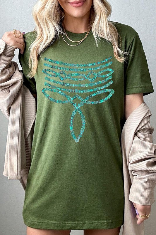 Turquoise Stone Boot Stitch Graphic T Shirts