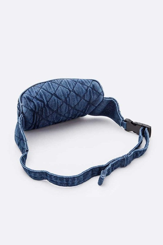 Washed Denim Quilted Fanny Pack