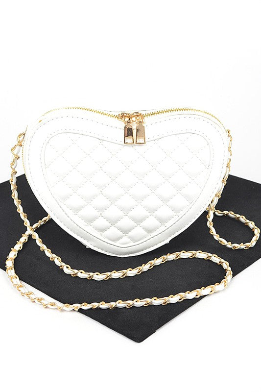 Quilted Heart Shape Swing Crossbody Bag