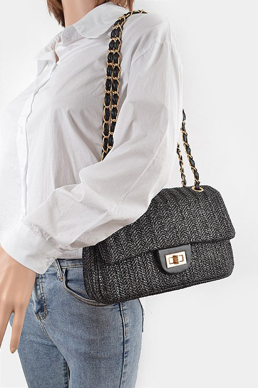 Faux Straw Fashion Shoulder Bag