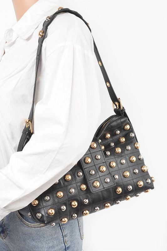 Mix Color Studs Fashion Shoulder Bag