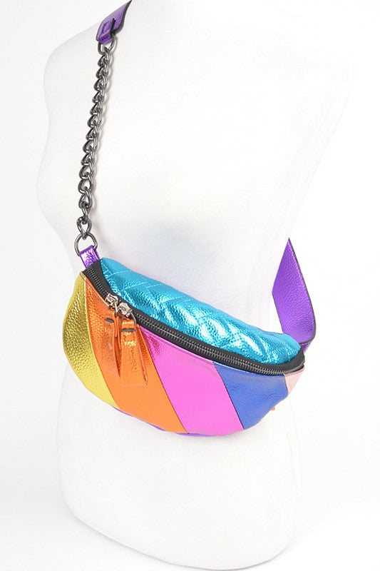 Metallic Piecing Vintage Inspired Fanny Pack