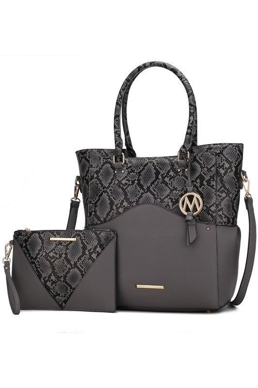 MKF Iris Snake Tote Bag Wristlet Pouch by Mia K