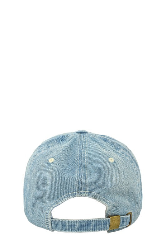 Wash Distressed Denim Ripped Baseball Cap