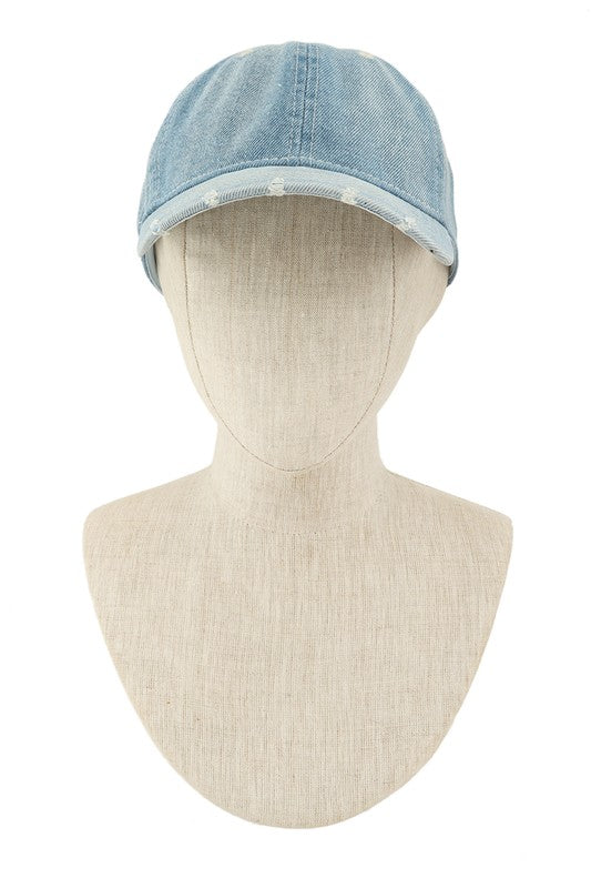 Wash Distressed Denim Ripped Baseball Cap