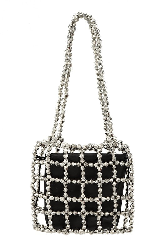 Metal Mesh and Bead Shoulder Bag