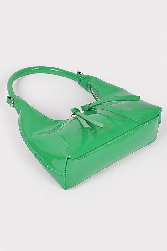 Patent Finish Top Handle Convertible Clutch Bag