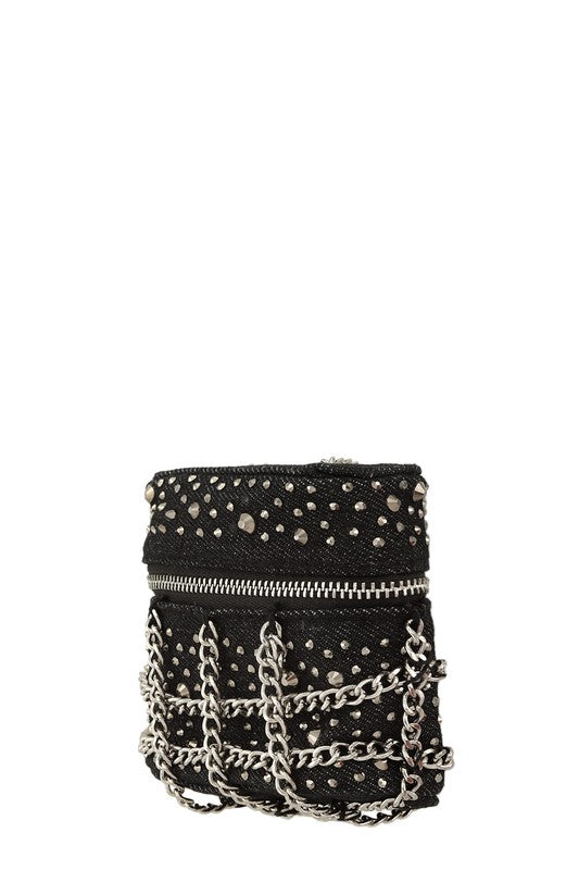 Mini Rhinestone Chain Crossbody Bag