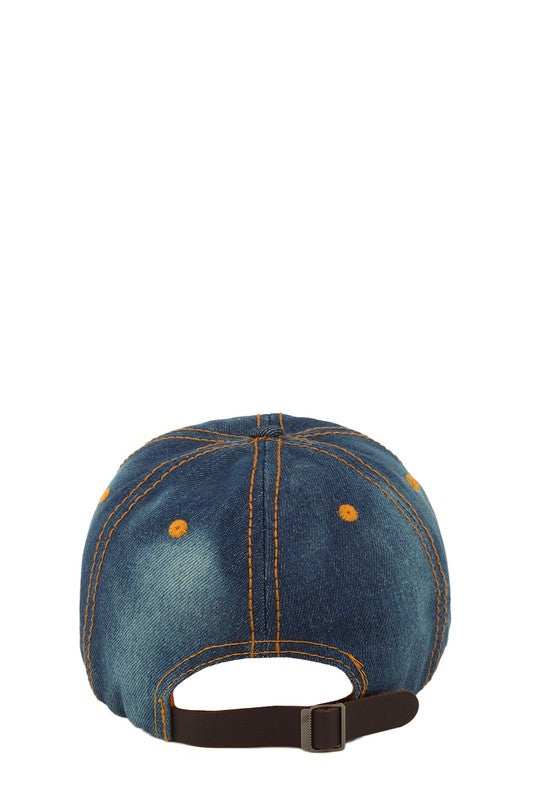 Rhinestone and Denim BaseBall Cap