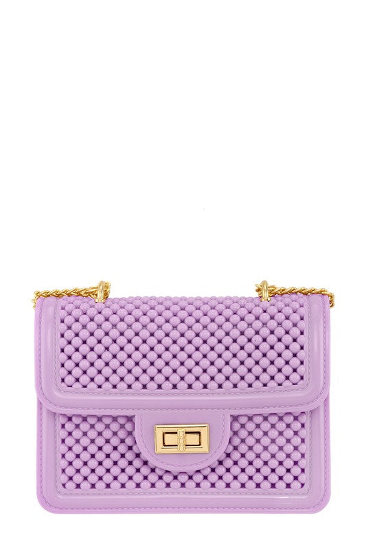 Metal Square Buckle Crossbody Chain Jelly Bag