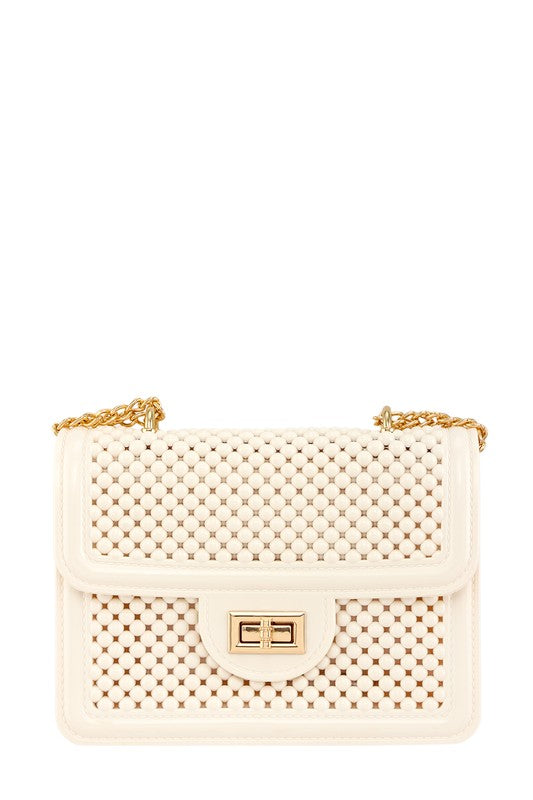 Metal Square Buckle Crossbody Chain Jelly Bag