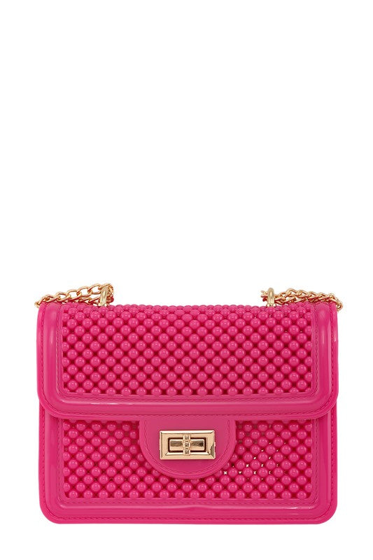 Metal Square Buckle Crossbody Chain Jelly Bag