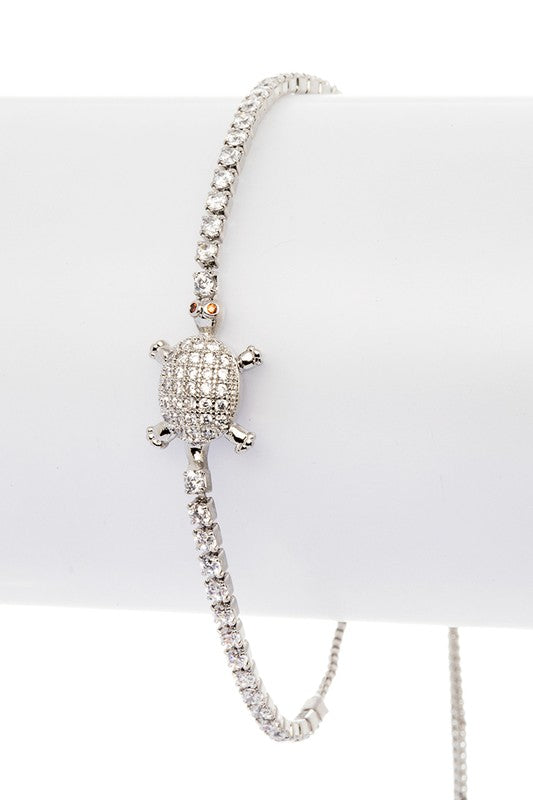 Petite Turtle CZ Pave String Bracelet