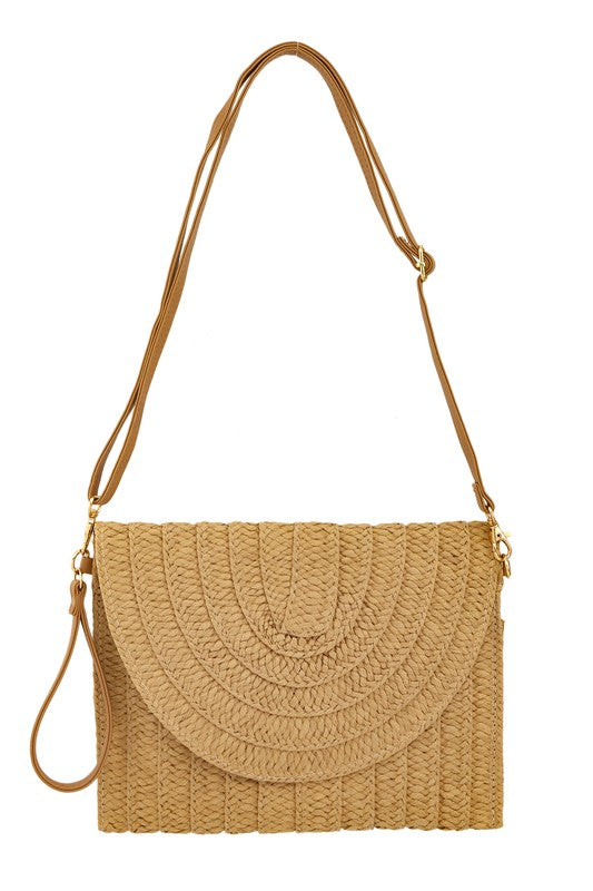 Square Shape Straw Crossbody Bag