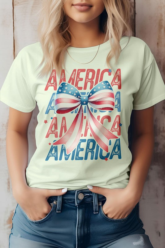 Patriotic Coquette Bow 4th of July Graphic Tee