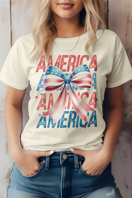 Patriotic Coquette Bow 4th of July Graphic Tee