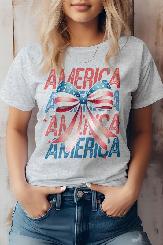 Patriotic Coquette Bow 4th of July Graphic Tee