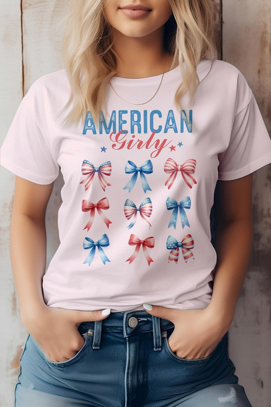 Patriotic Coquette Bow 4th of July Graphic Tee